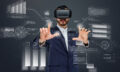 Male with virtual reality glasses.